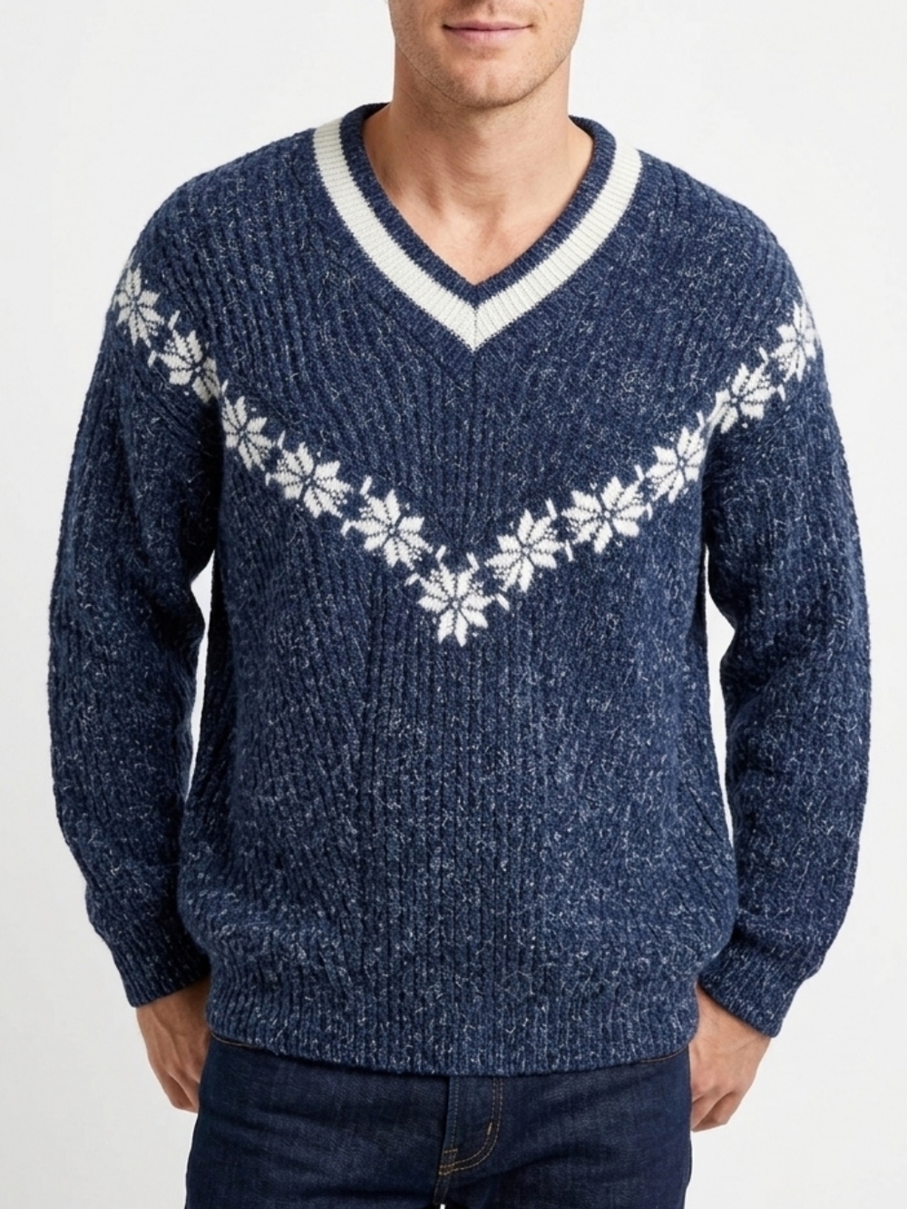 Vintage C17 Cedixsept Tradionnel Wool Blend V neck knitted sweater